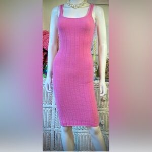 Aritzia Wilfred Free Hush eyelash Ribbed Knit midi dress Hot Pink color size XXS